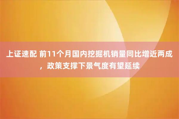 上证速配 前11个月国内挖掘机销量同比增近两成,政策支撑下景气度有望延续